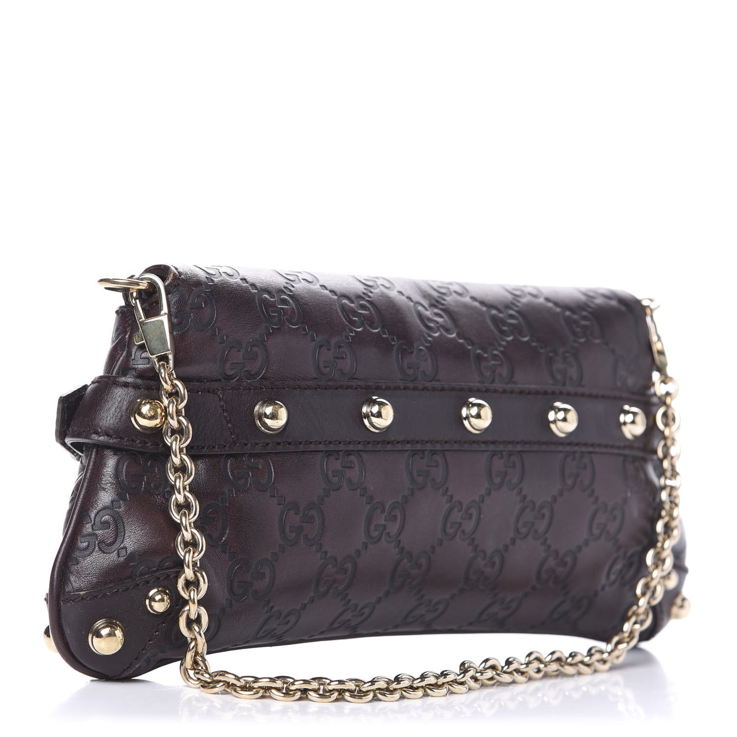 Guccissima Small Horsebit Chain Clutch Chocolate