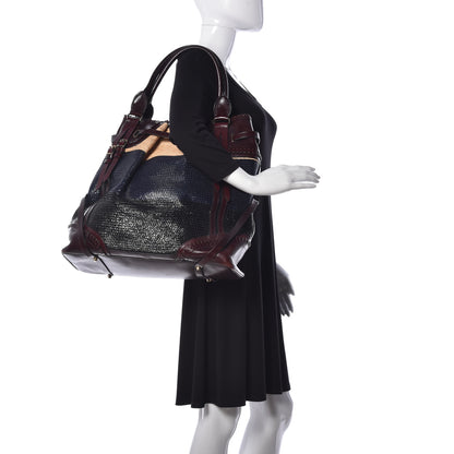 Burberry Raffia Whipstitch Bag Brown Black 2 of 8