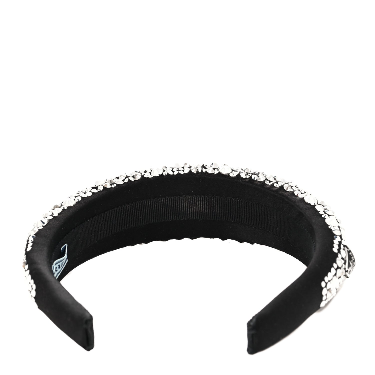 Prada Satin Crystal Embellished Headband Metal 3 of 6