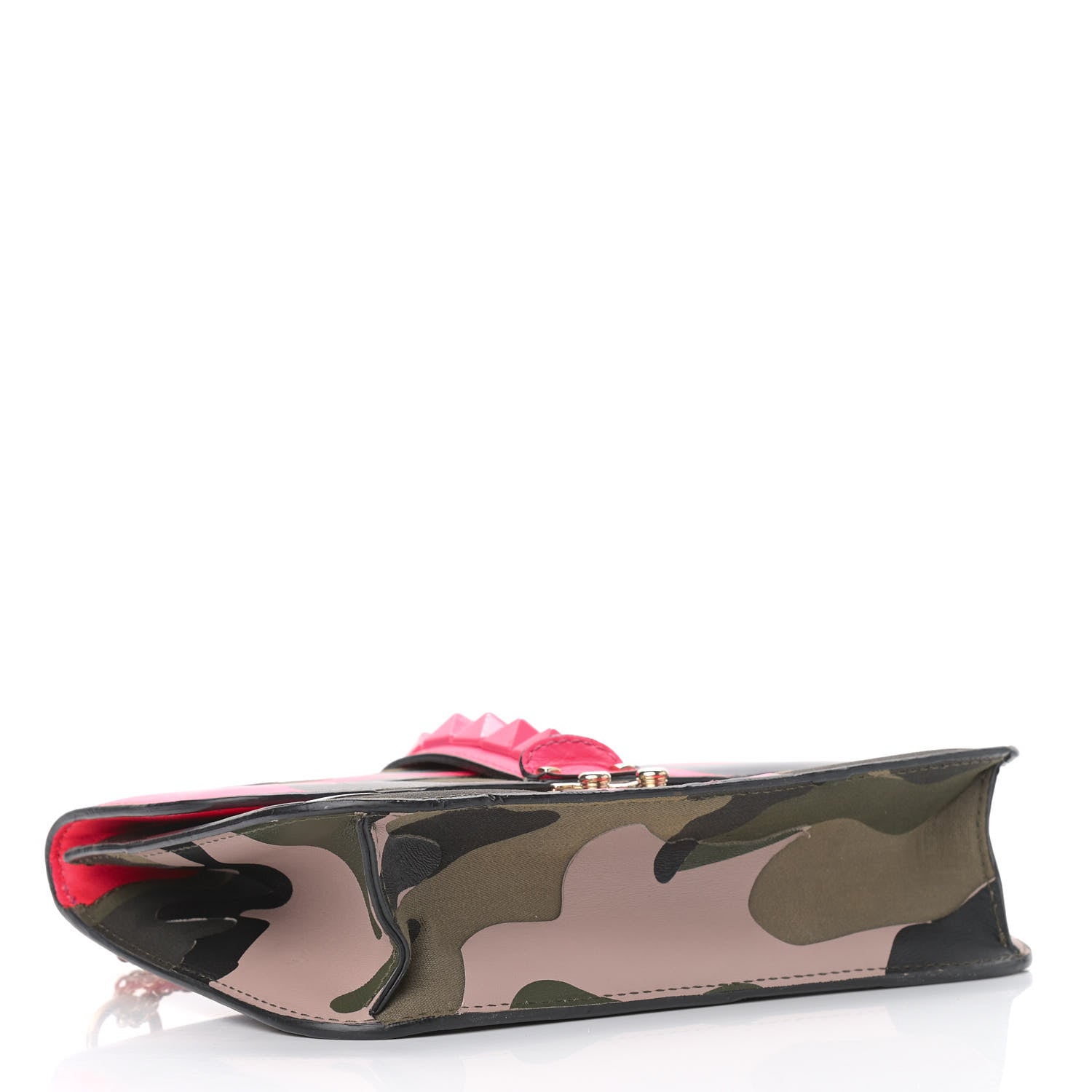 Valentino Garavani Nappa Canvas Camouflage Medium Glam Lock Rockstud Flap Fuxia Fluo 4 of 14