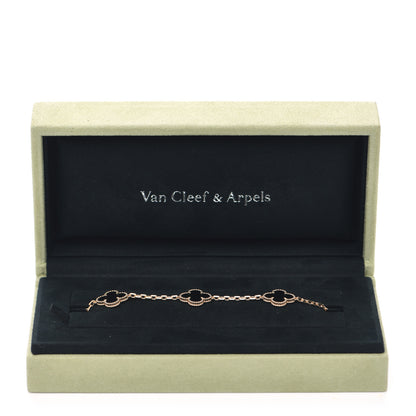 Van Cleef & Arpels 18K Yellow Gold Black Onyx 5 Motifs Vintage Alhambra Bracelet 7 of 8