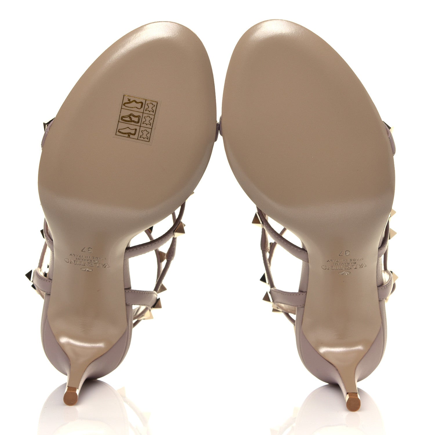 Valentino Garavani Calfskin Nappa Rockstud Gladiator 70mm Sandals 37 Poudre 6 of 6