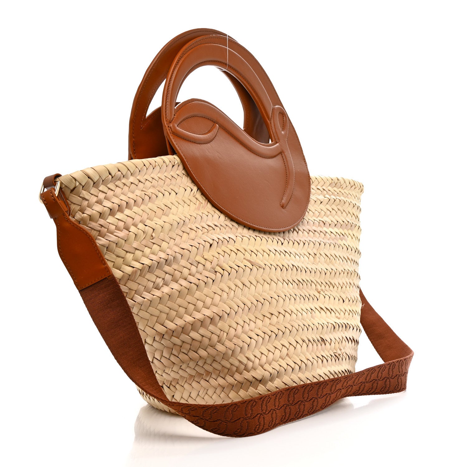 Christian Louboutin Raffia Calfskin Biloumoon Tote Natural Cuoio 3 of 13