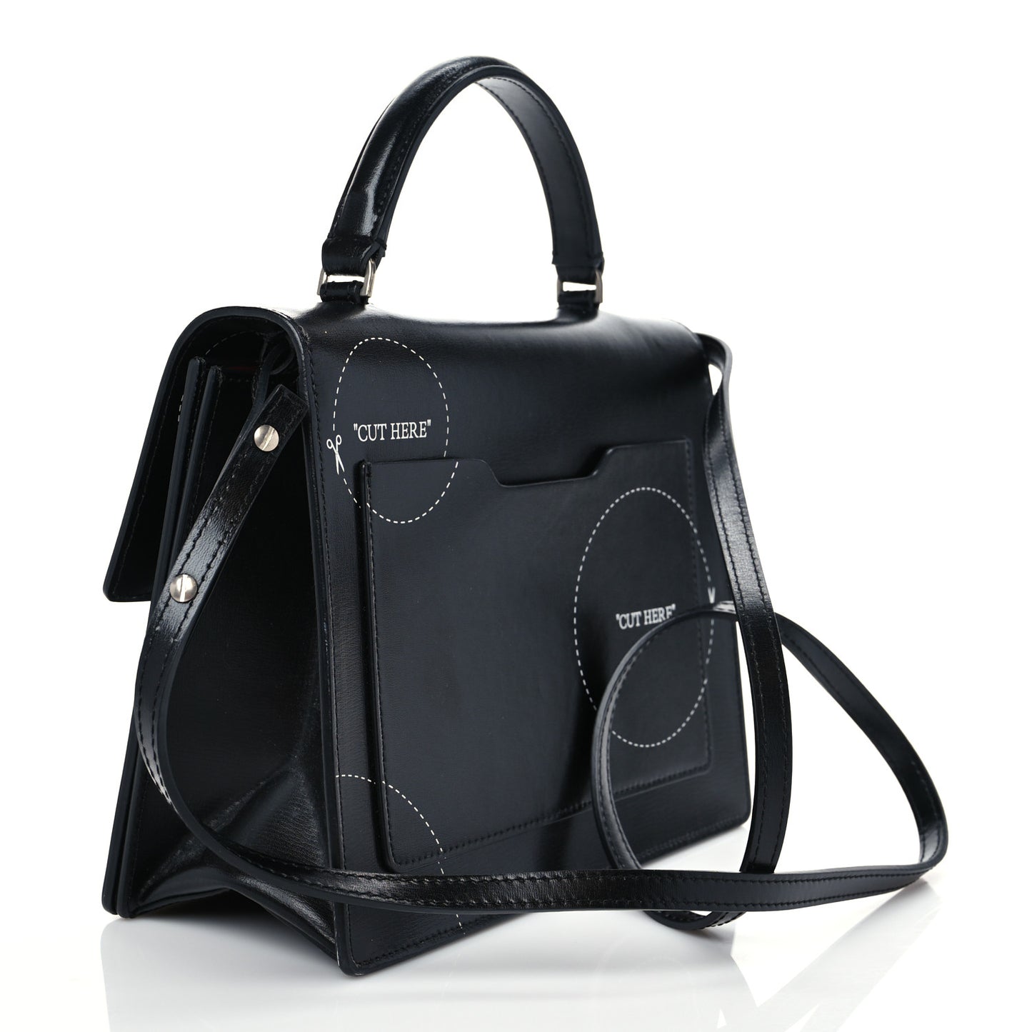 Calfskin Jitney 2.8 Cut Here Shoulder Bag Black