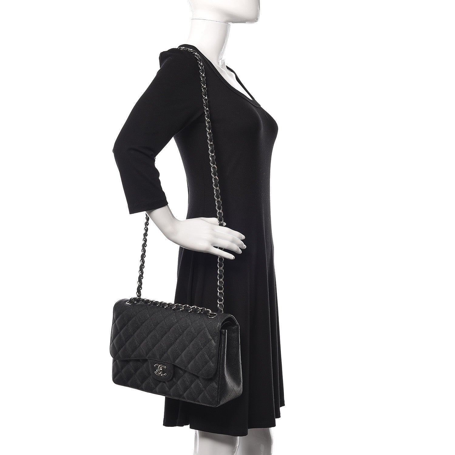 Chanel Caviar Quilted Jumbo Double Flap Black 2 of 12