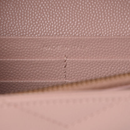Saint Laurent Grain De Poudre Matelasse Chevron Monogram Chain Wallet Pale Pink 7 of 9