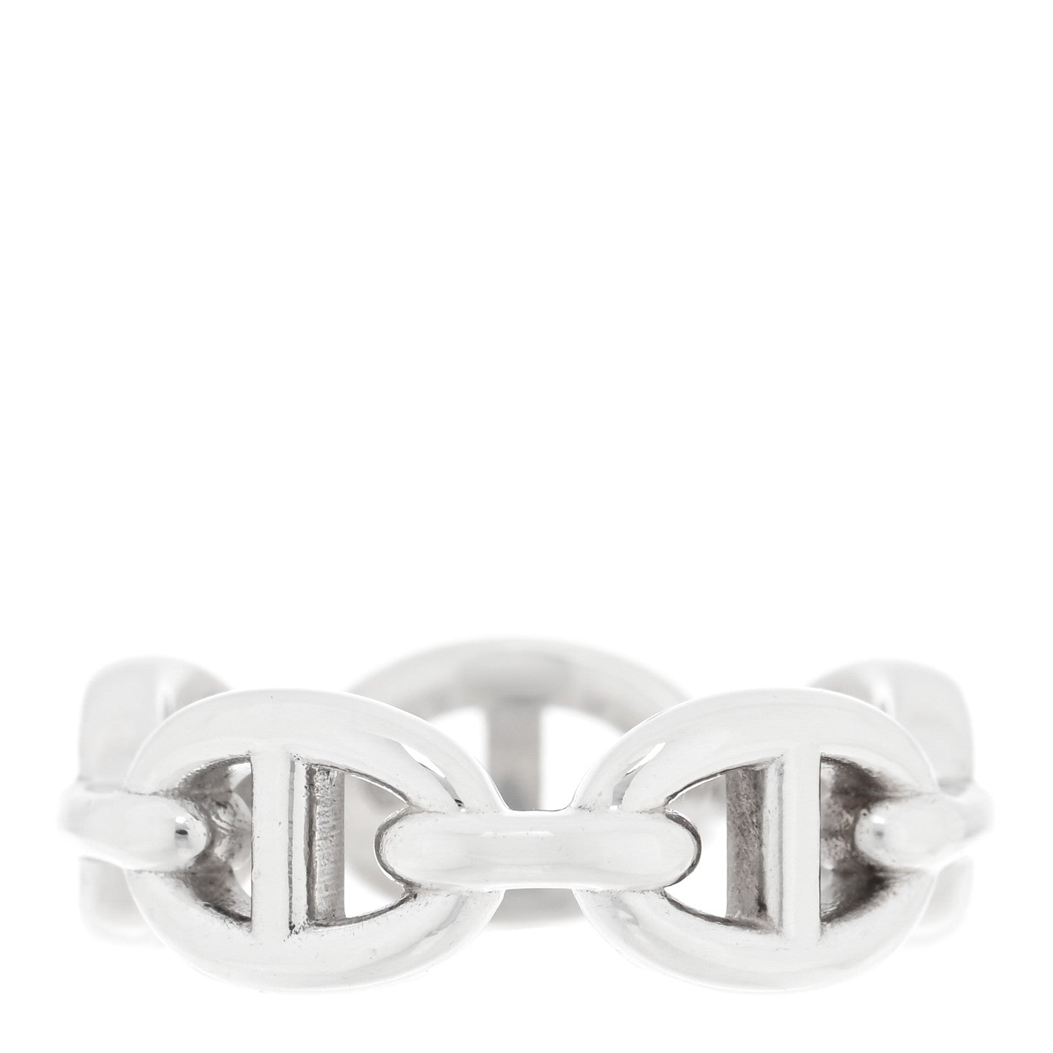 Hermes Sterling Silver PM Chaine d'Ancre Enchainee Band Ring 53 6.5 3 of 5