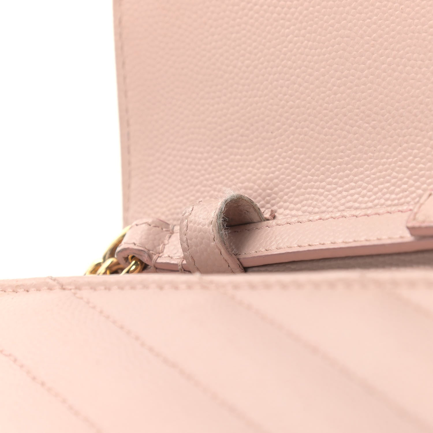 Saint Laurent Grain De Poudre Matelasse Chevron Monogram Chain Wallet Pale Pink 12 of 16