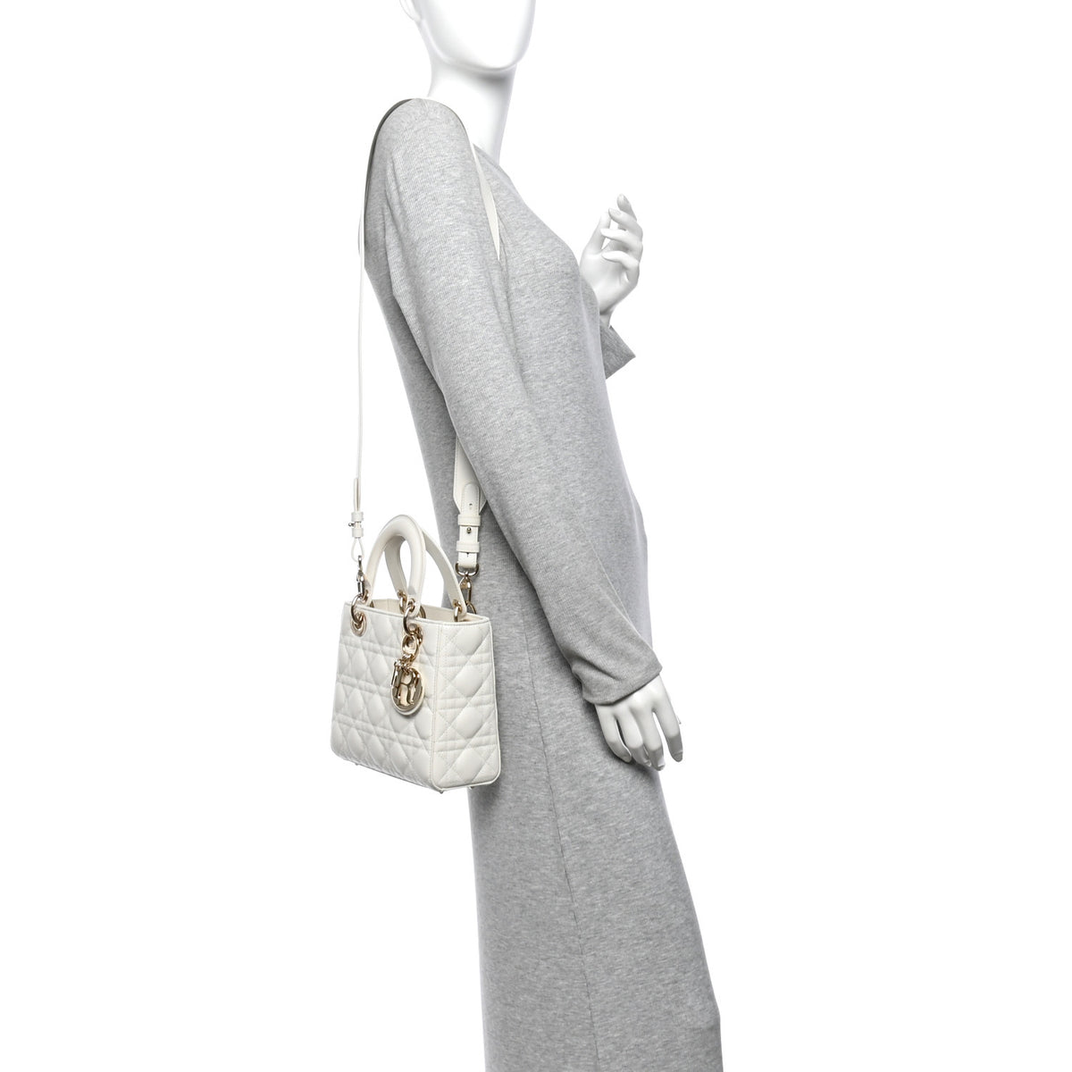 Lambskin Cannage Small My ABCDior Lady Dior White