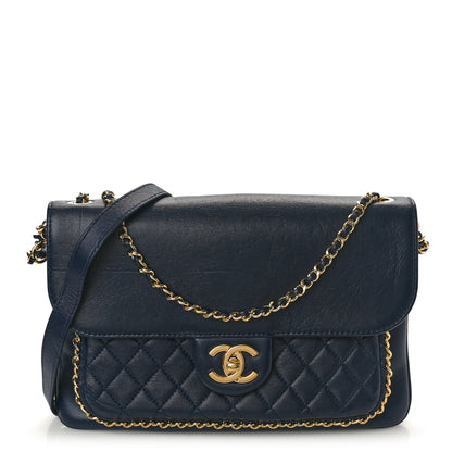 Chanel Lambskin Quilted Large CC Unchained Crossbody Navy 1 of 13