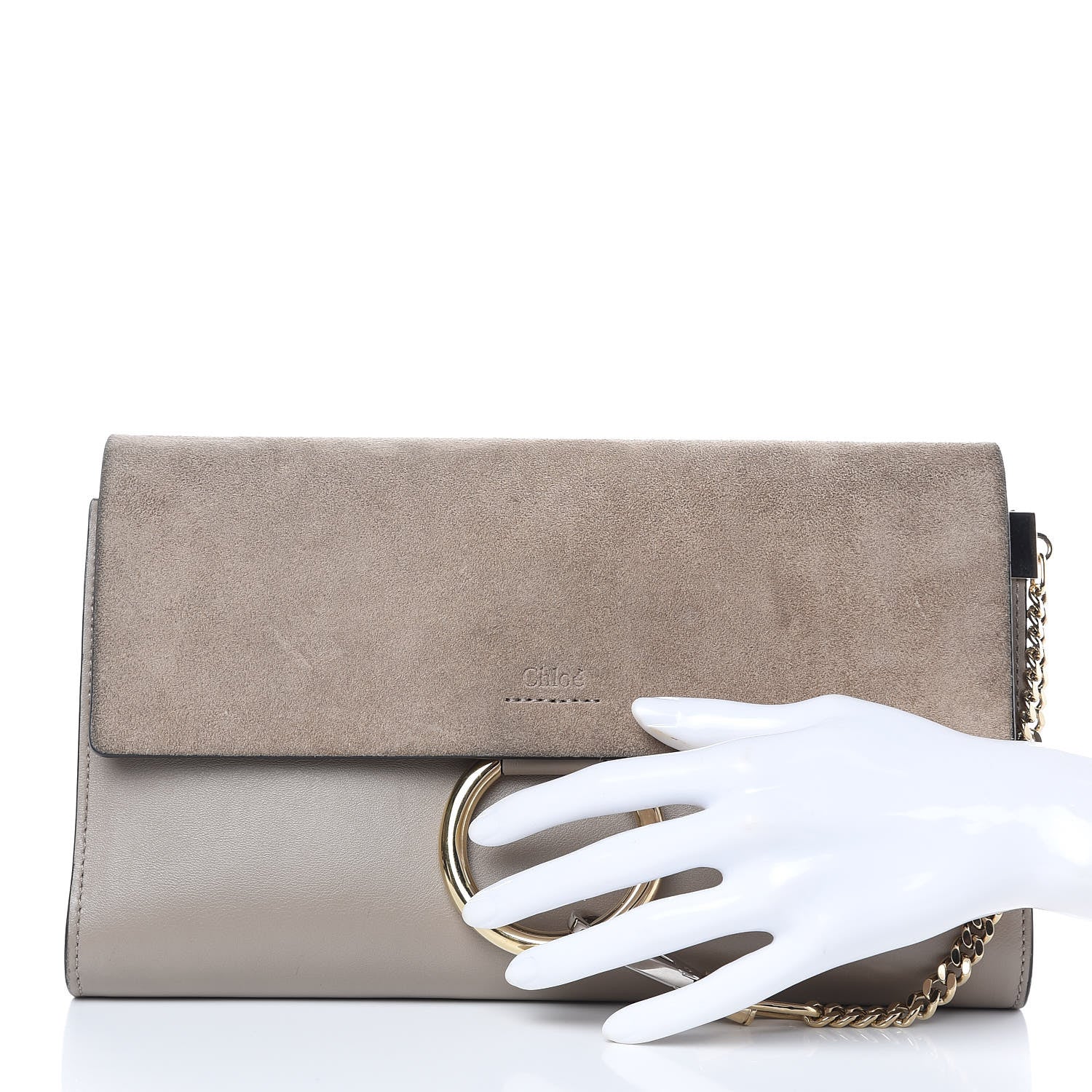 Chloe Suede Calfskin Faye Clutch Motty Grey 2 of 7