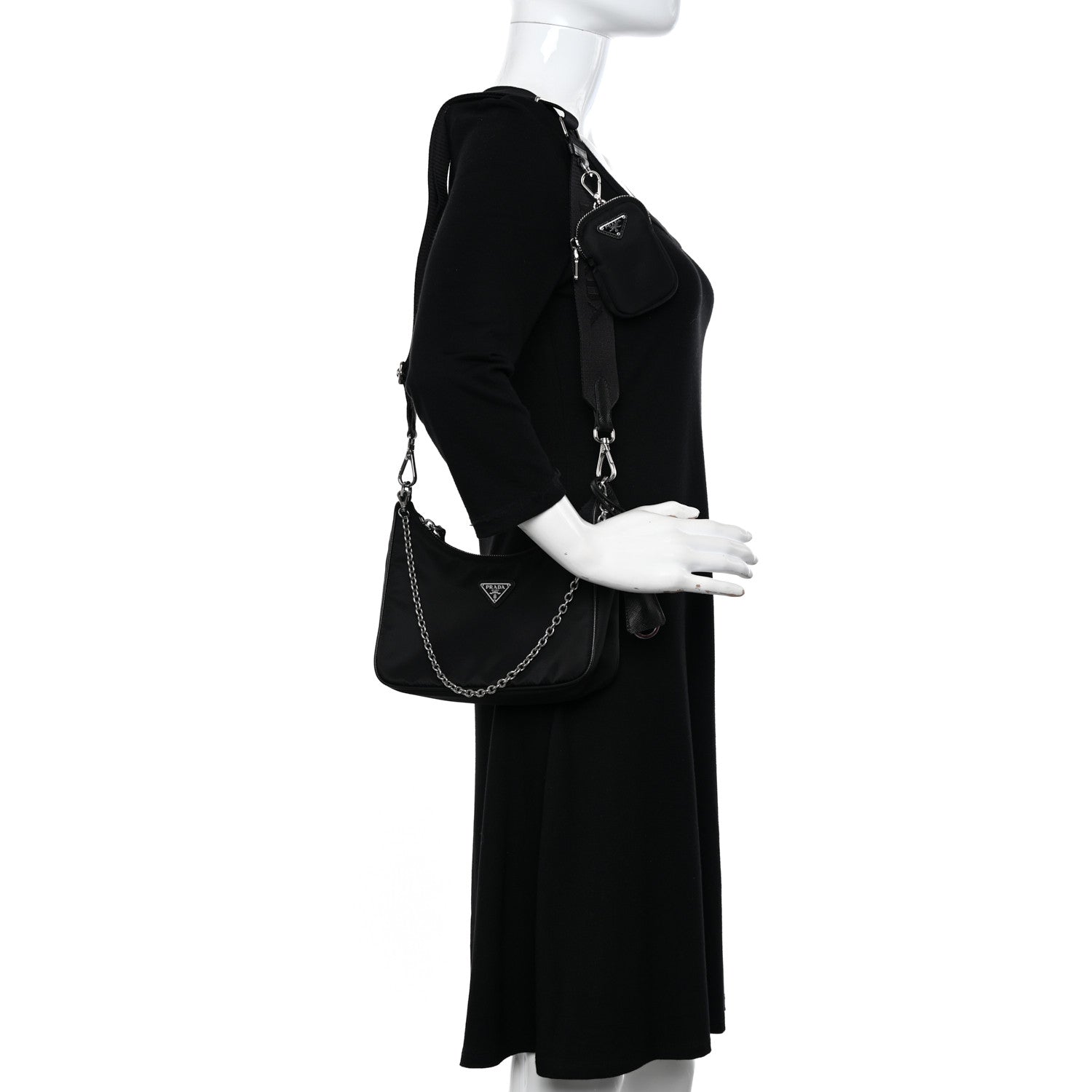 Prada Nylon Re-Edition 2005 Shoulder Bag Black 2 of 12