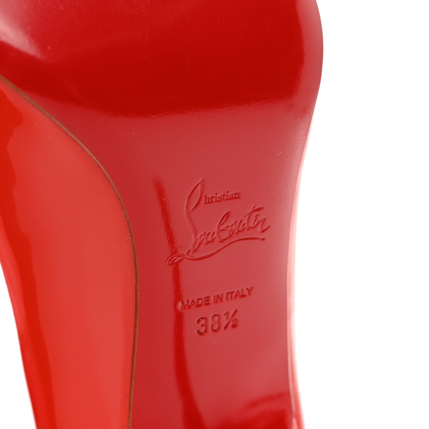 Christian Louboutin Patent Piou Piou 85 Pumps 38.5 Mandarin Red 6 of 8