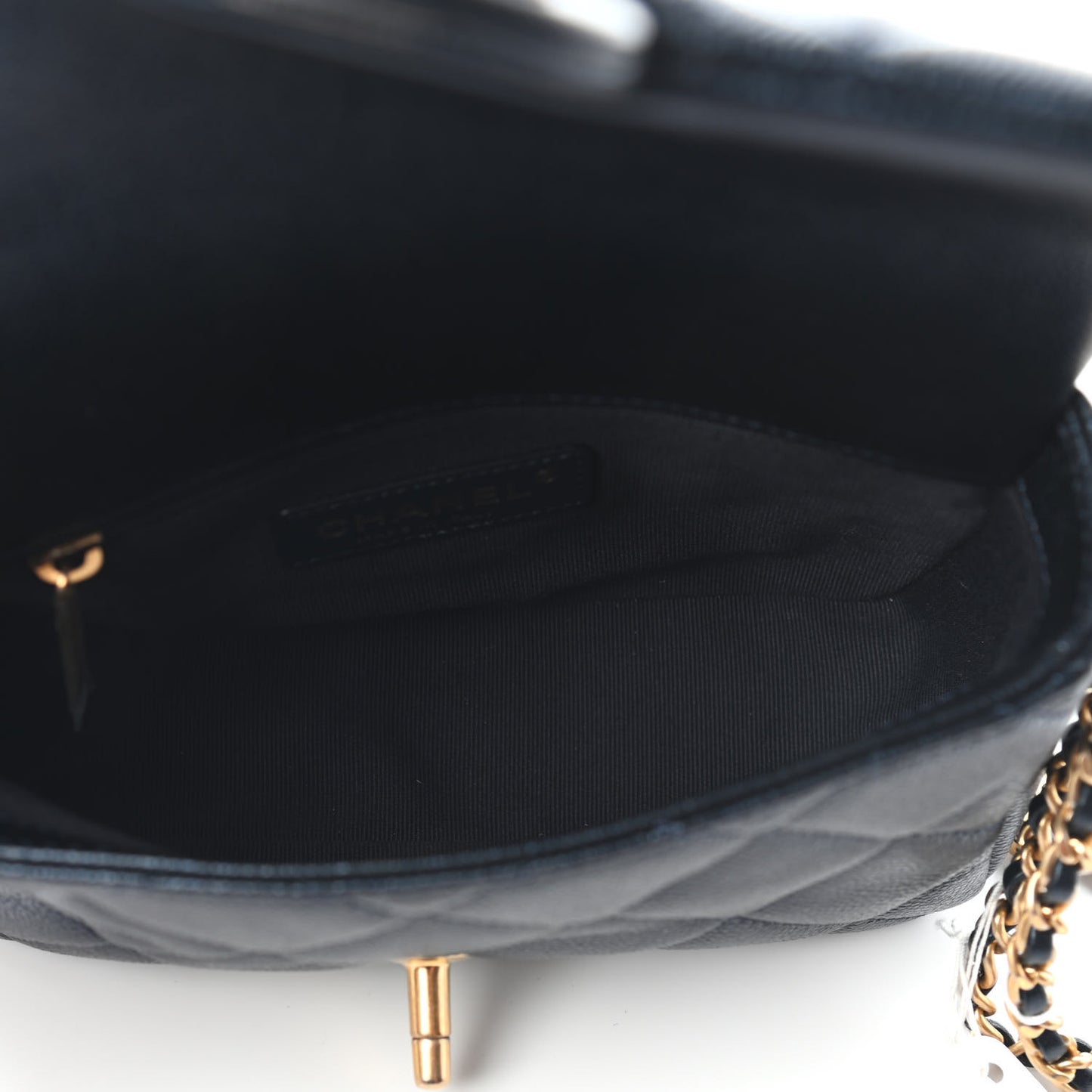 Iridescent Caviar Quilted Mini My Perfect Flap Black