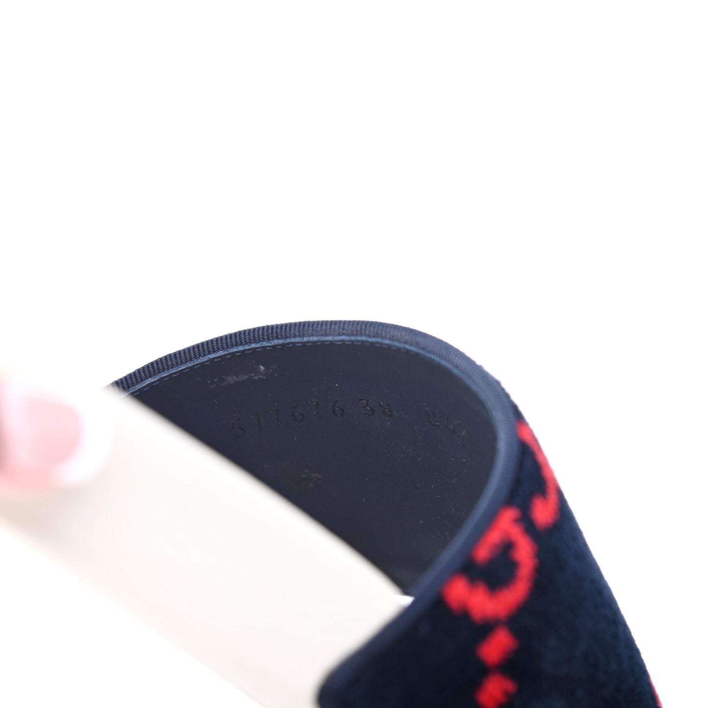 Velvet GG Monogram Slide Sandals 38 Blue Red