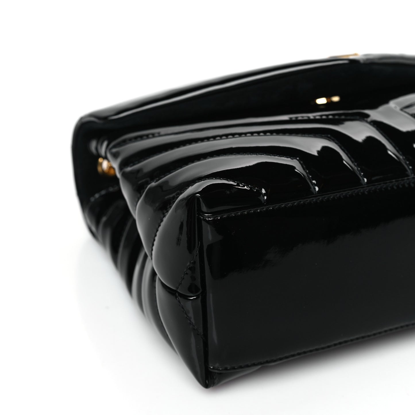 Patent Y Quilted Monogram Small Loulou Chain Satchel Black