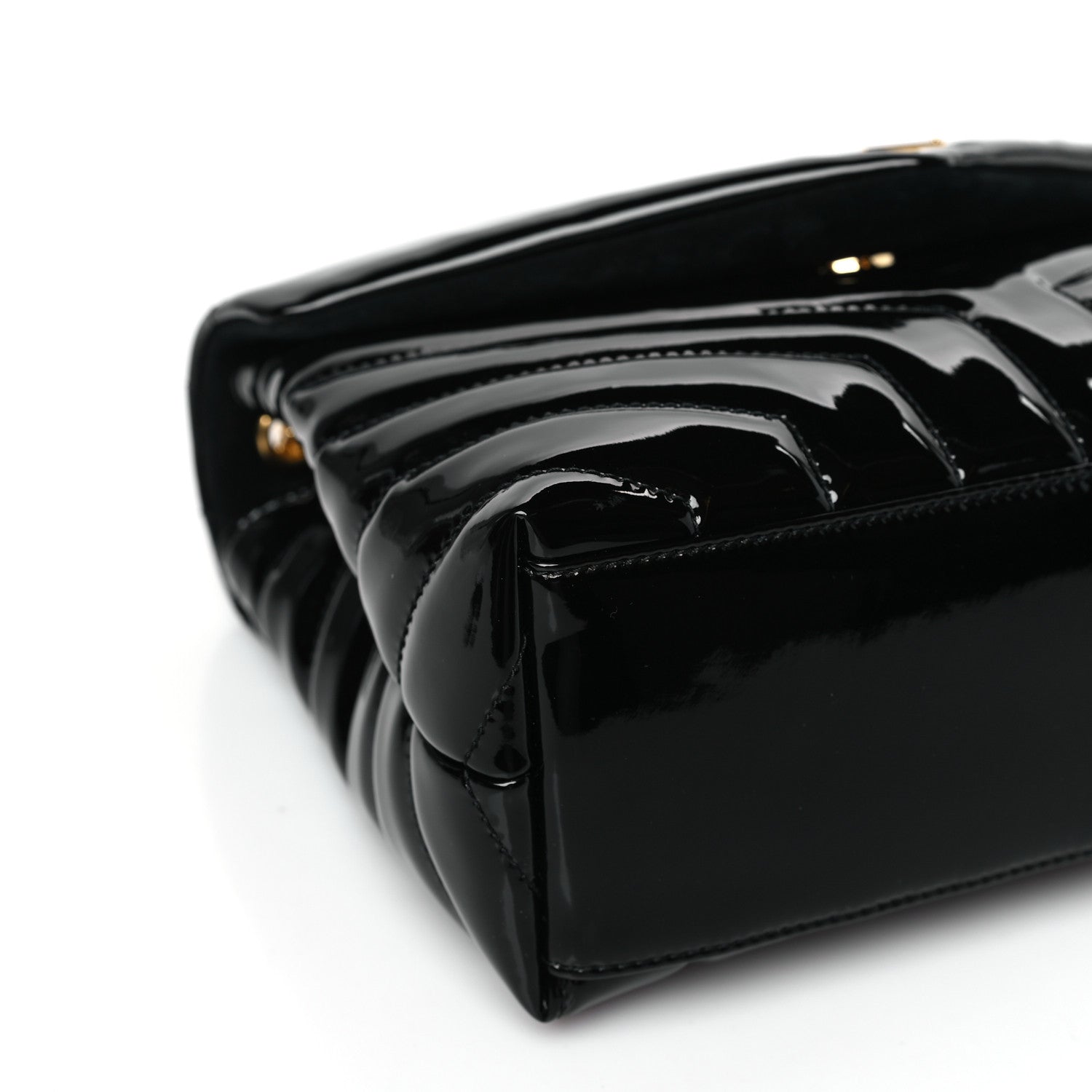 Saint Laurent Patent Y Quilted Monogram Small Loulou Chain Satchel Black 8 of 9