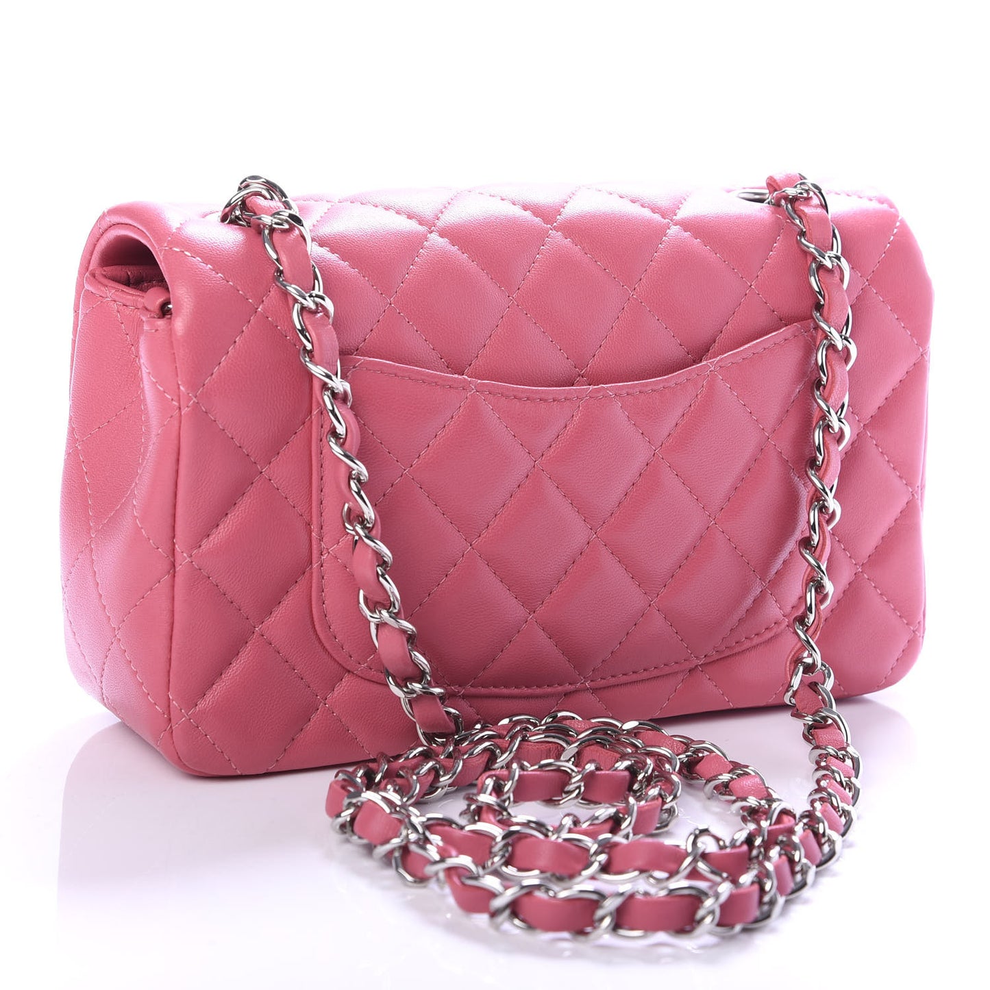Lambskin Quilted Mini Rectangular Flap Pink