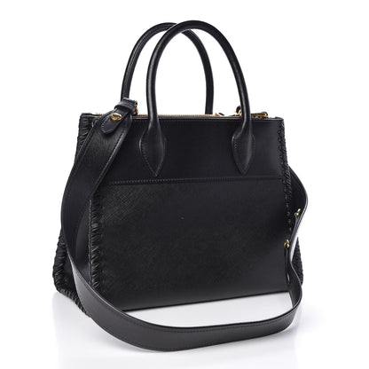 Prada Saffiano City Calfskin Whipstitch Small Paradigme Bag Black 3 of 10