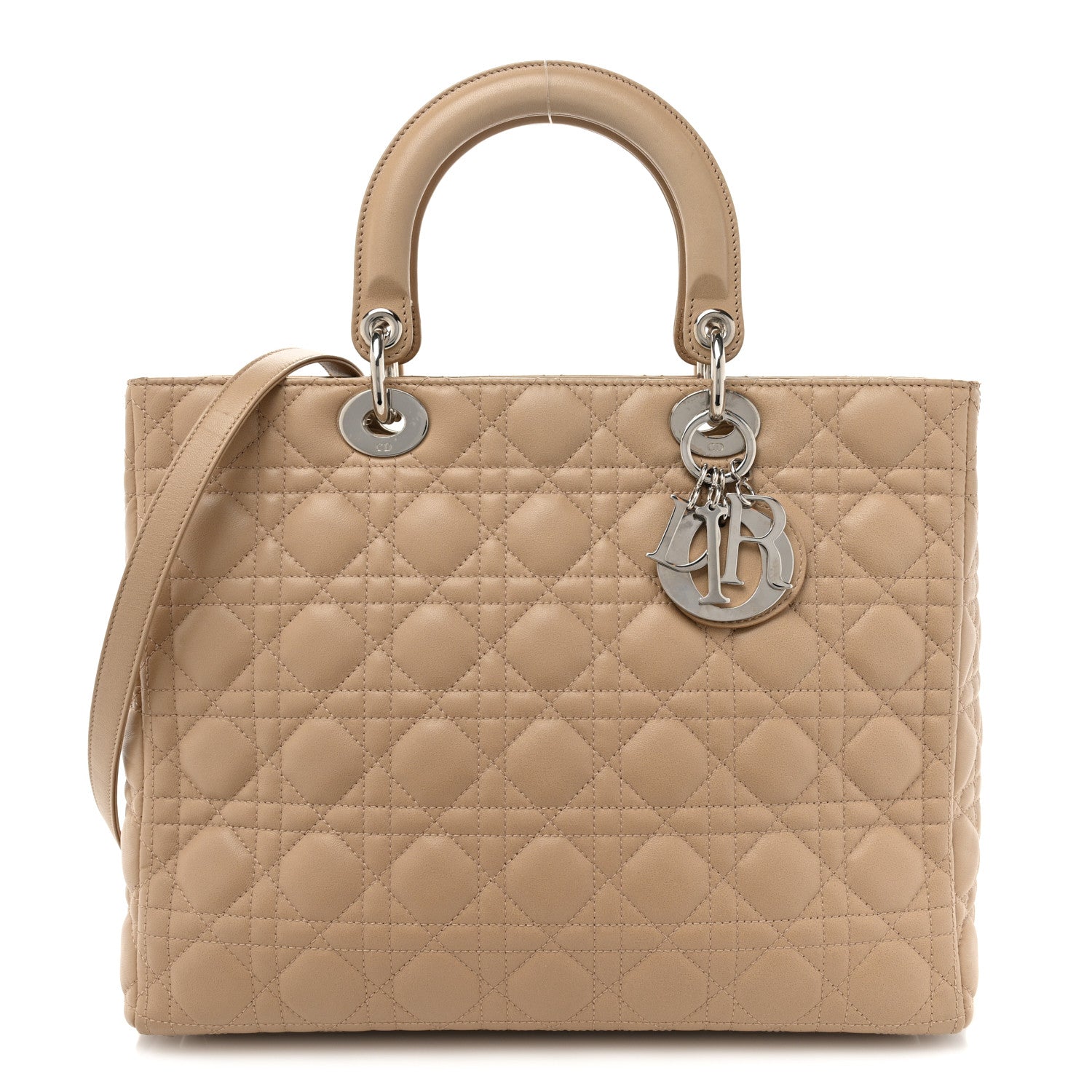 Christian Dior Lambskin Cannage Large Lady Dior Beige 1 of 17