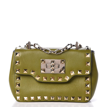 Valentino Garavani Vitello Small Rockstud Chain Strap Shoulder Bag Military Green 1 of 7