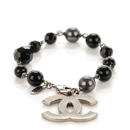 Chanel Ruthenium Beaded CC Bracelet Black 1 of 3