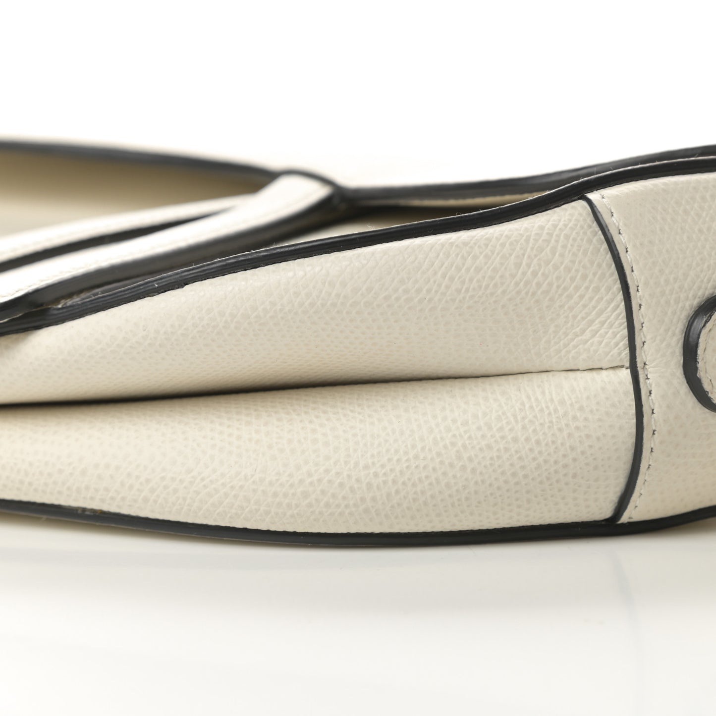 Grained Calfskin Saddle Bag White