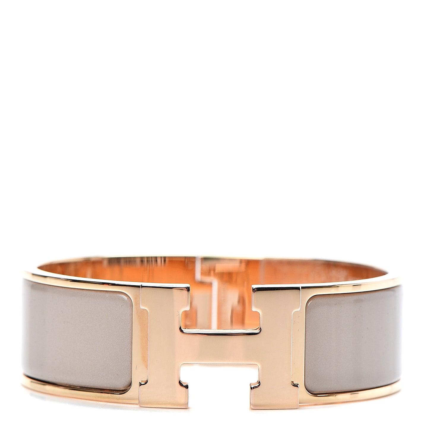 Enamel Wide Clic Clac H Bracelet GM Marron Glace
