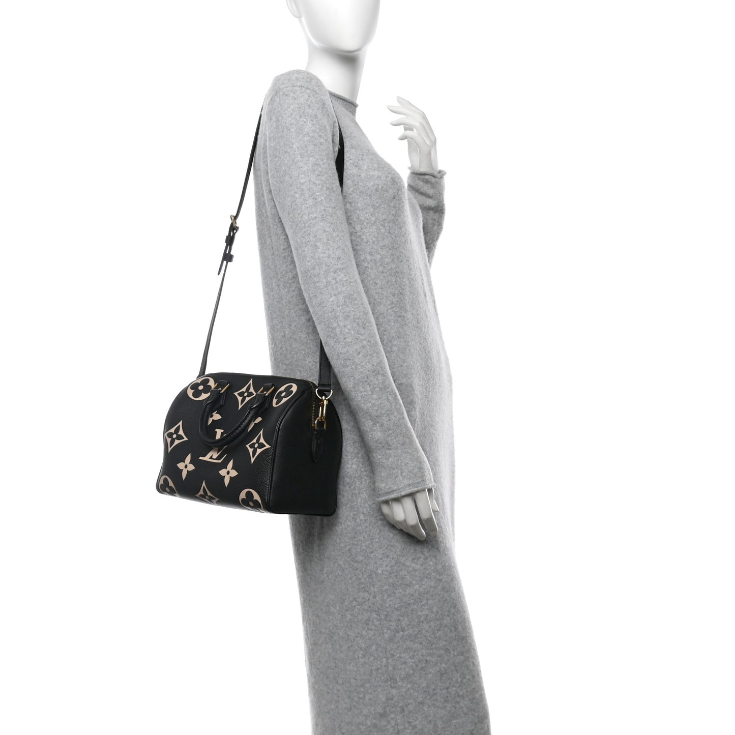 Empreinte Monogram Giant Speedy Bandouliere 25 Black Beige