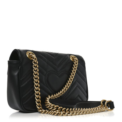 Gucci Calfskin Matelasse Mini GG Marmont Shoulder Bag Black 3 of 10