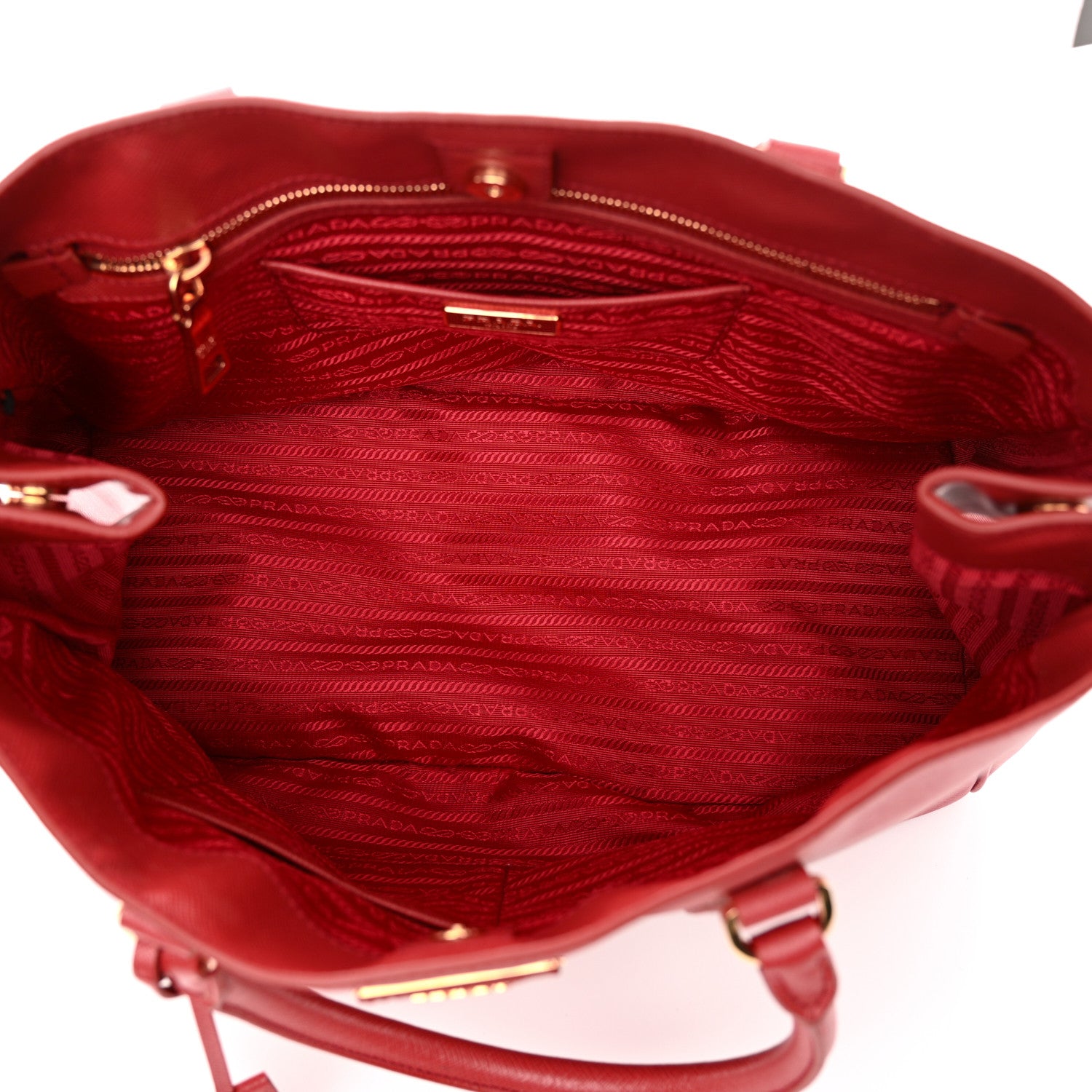 Prada Saffiano Lux Large Tote Fuoco 4 of 8