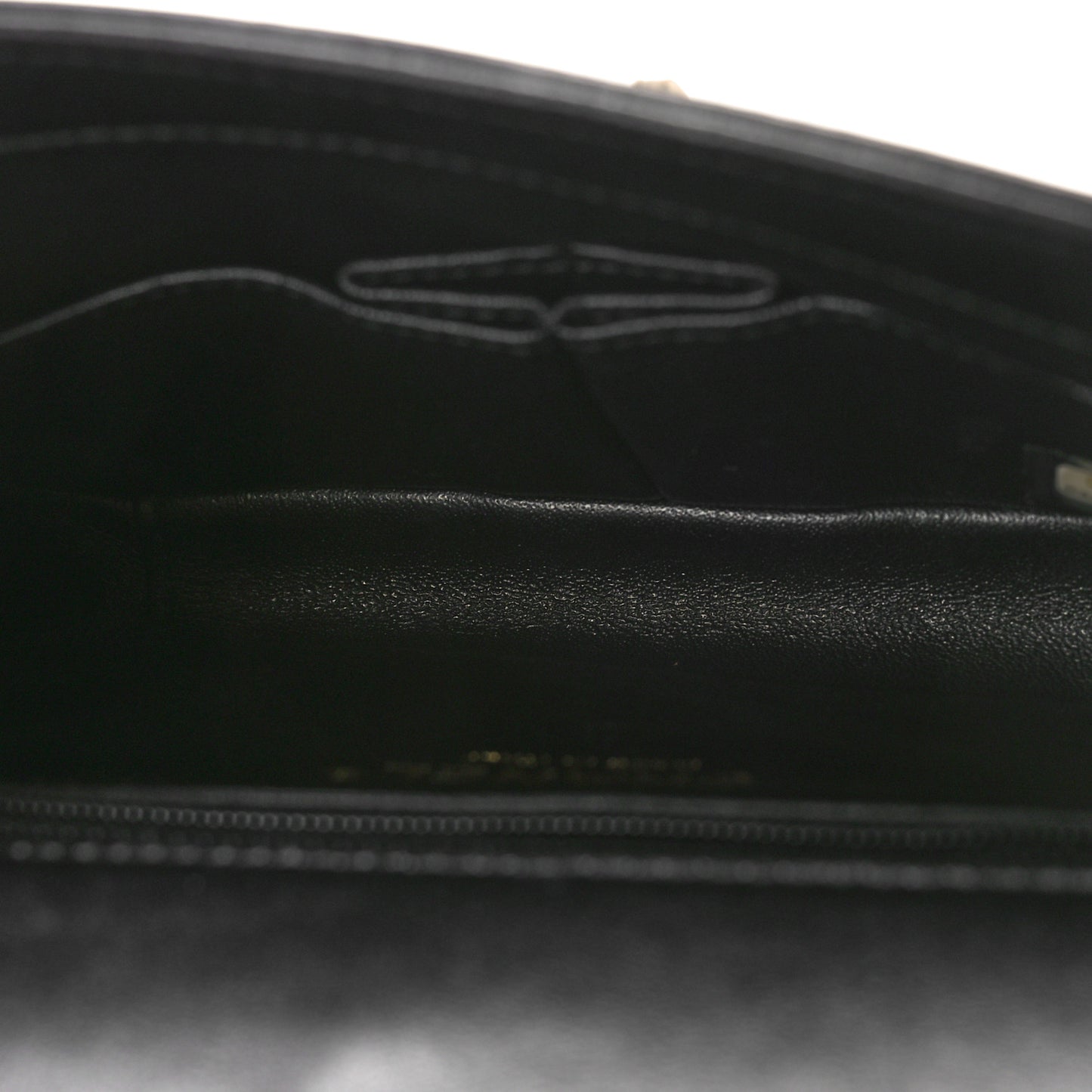 Lambskin Reversed Chevron Quilted Flap Black