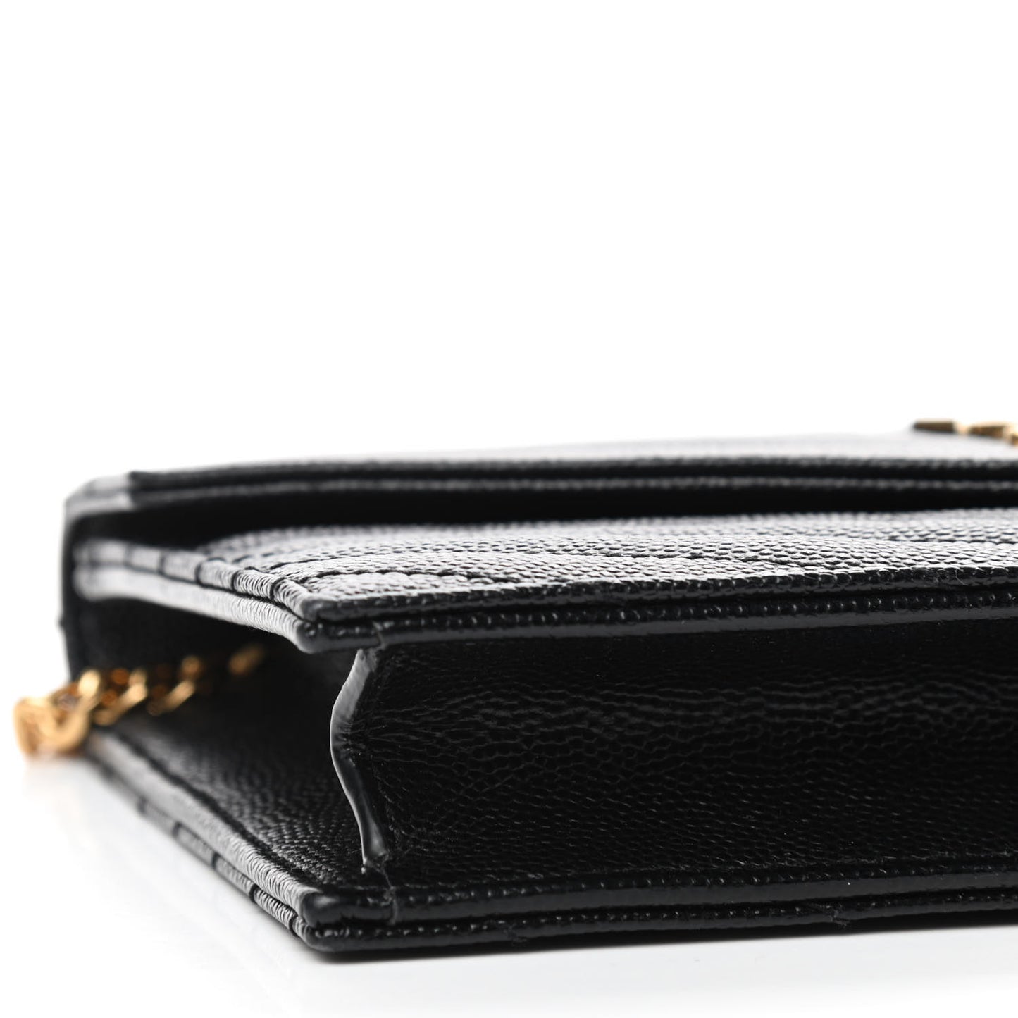 Grain De Poudre Matelasse Chevron Monogram Envelope Chain Wallet Black
