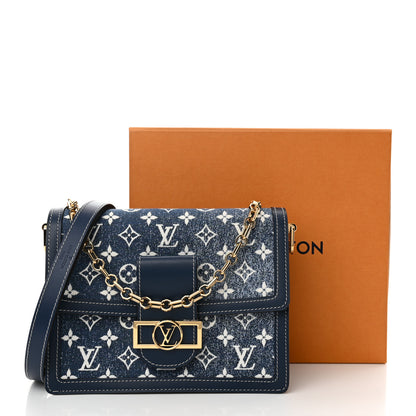 Louis Vuitton Denim Monogram Jacquard Dauphine MM Bleu 10 of 10