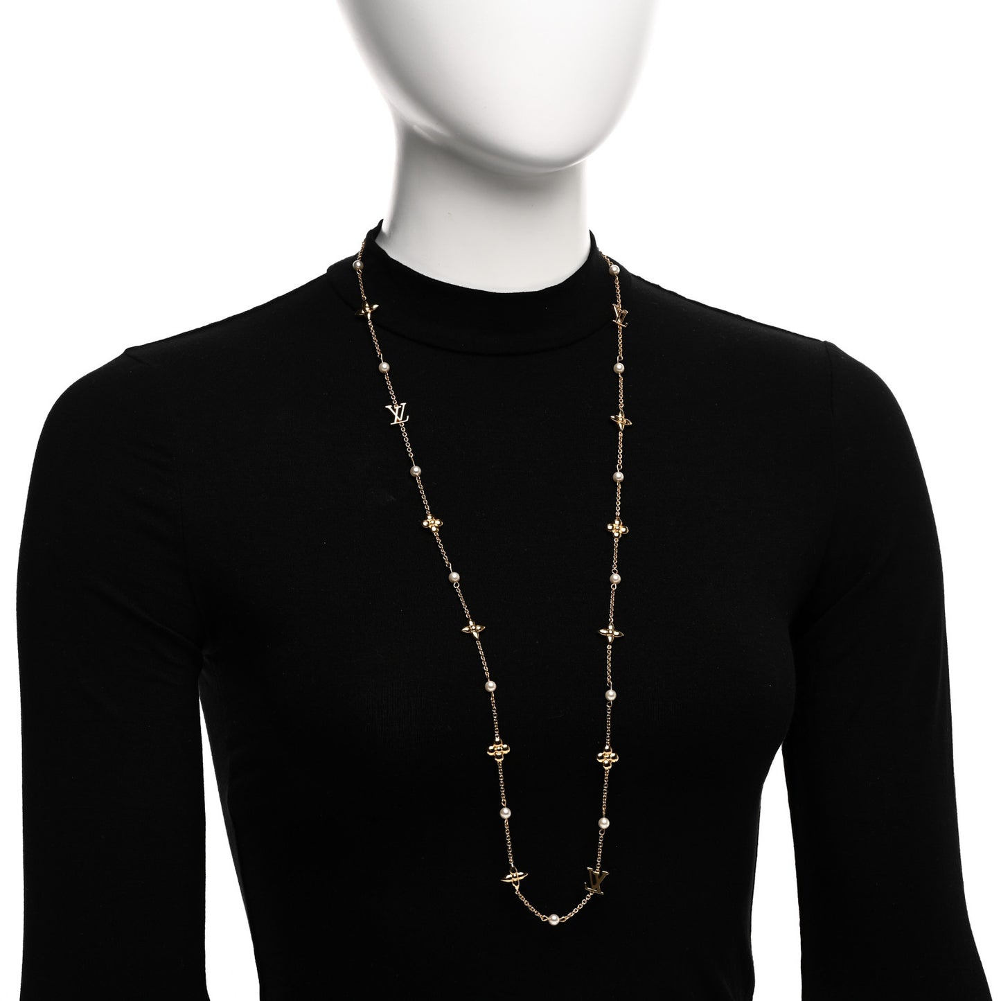 Metal Resin Louisa Long Necklace Gold White