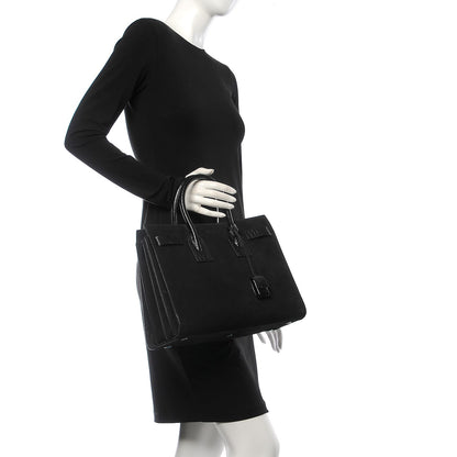 Saint Laurent Suede Crocodile Embossed Small Sac De Jour Black 3 of 8