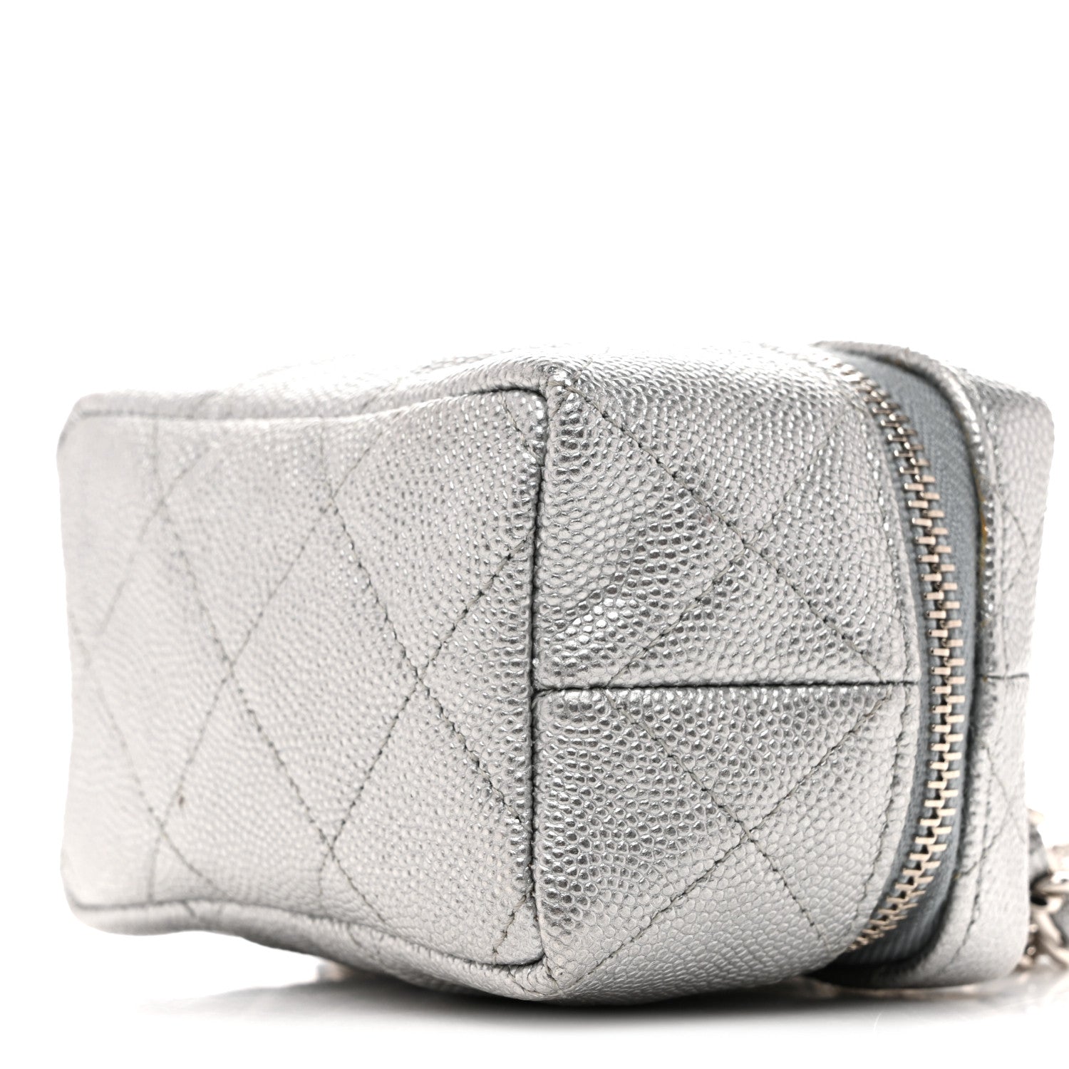 Chanel Metallic Caviar Quilted Mini Top Handle Vanity With Chain Silver 10 of 13