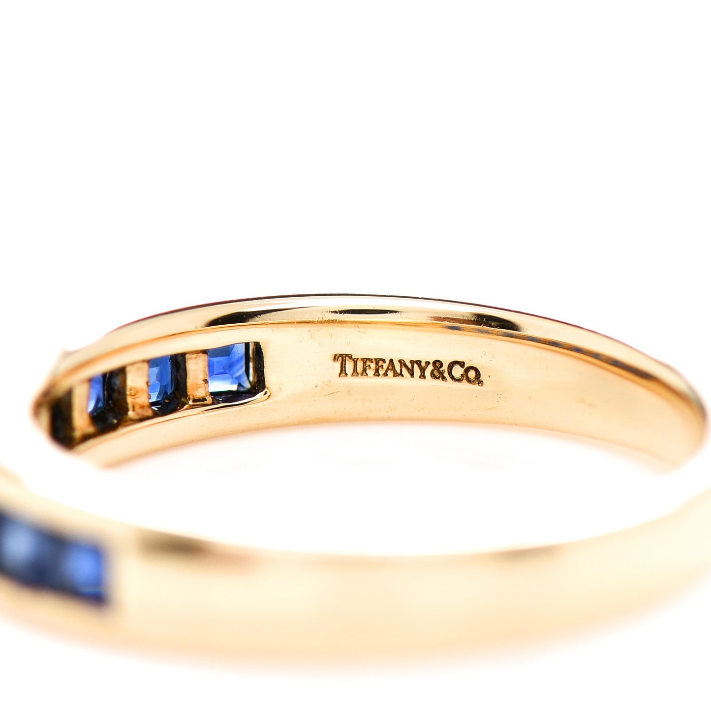 18K Yellow Gold Blue Sapphire 4mm Band Ring 51 5.75