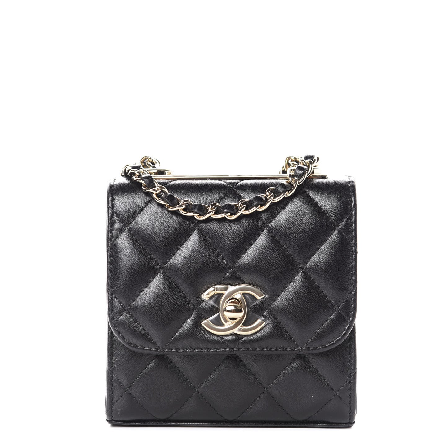 Lambskin Quilted Mini Trendy CC Chain Wallet Black