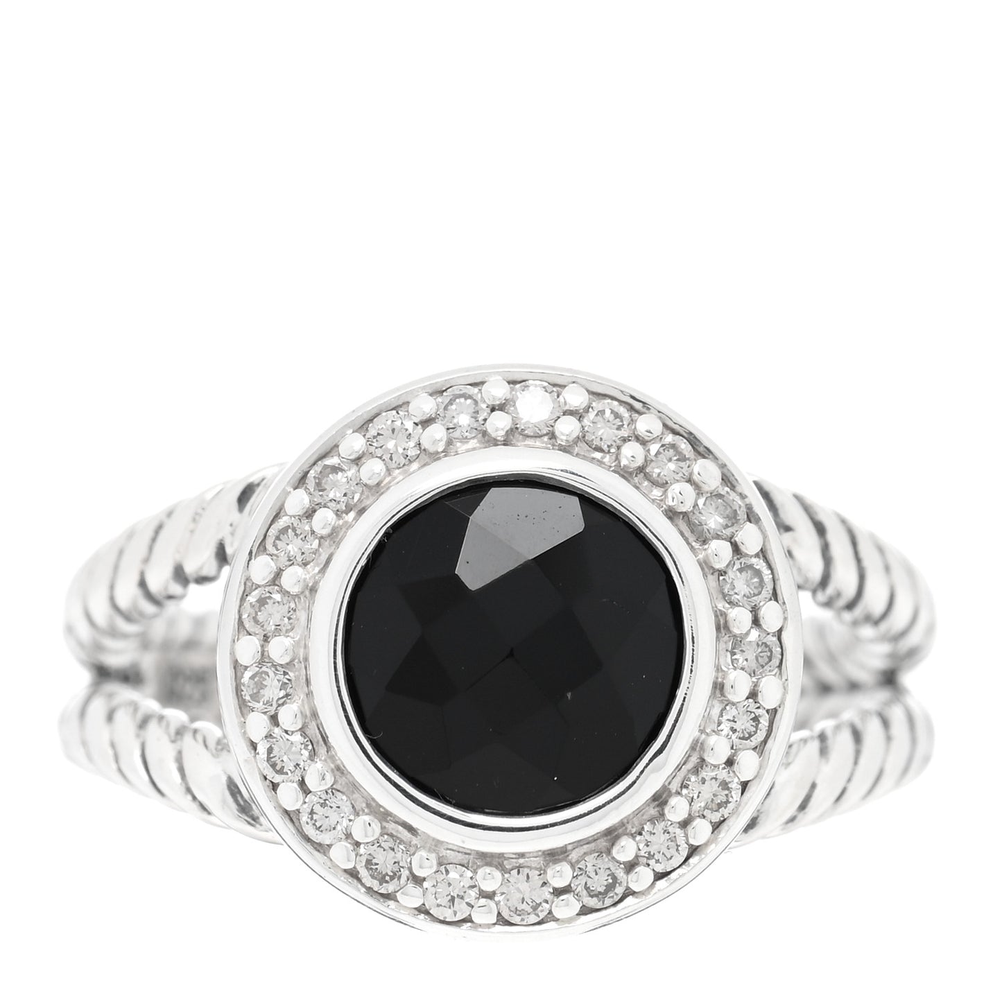 Sterling Silver Diamond Black Onyx 8mm Petite Cerise Ring 52 6