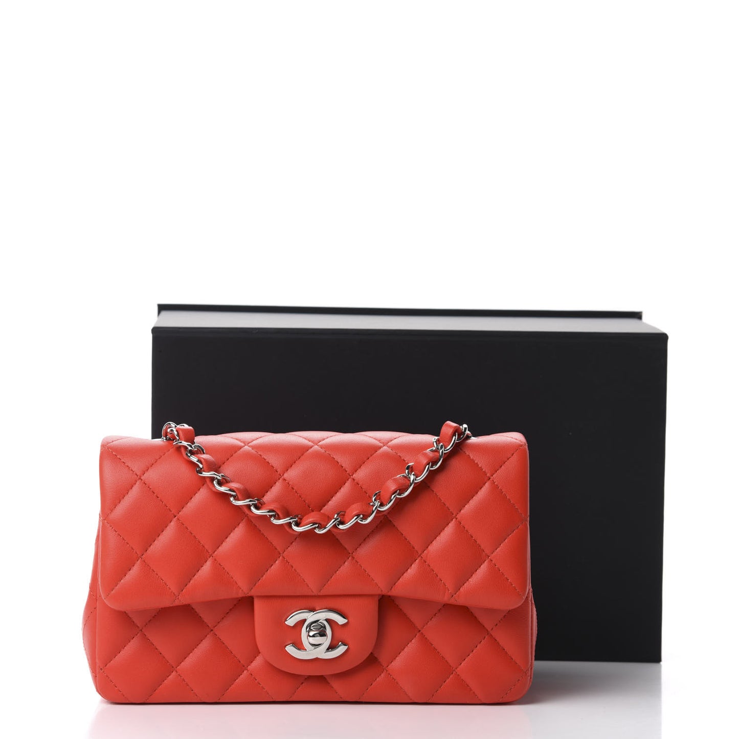 Lambskin Quilted Mini Rectangular Flap Red