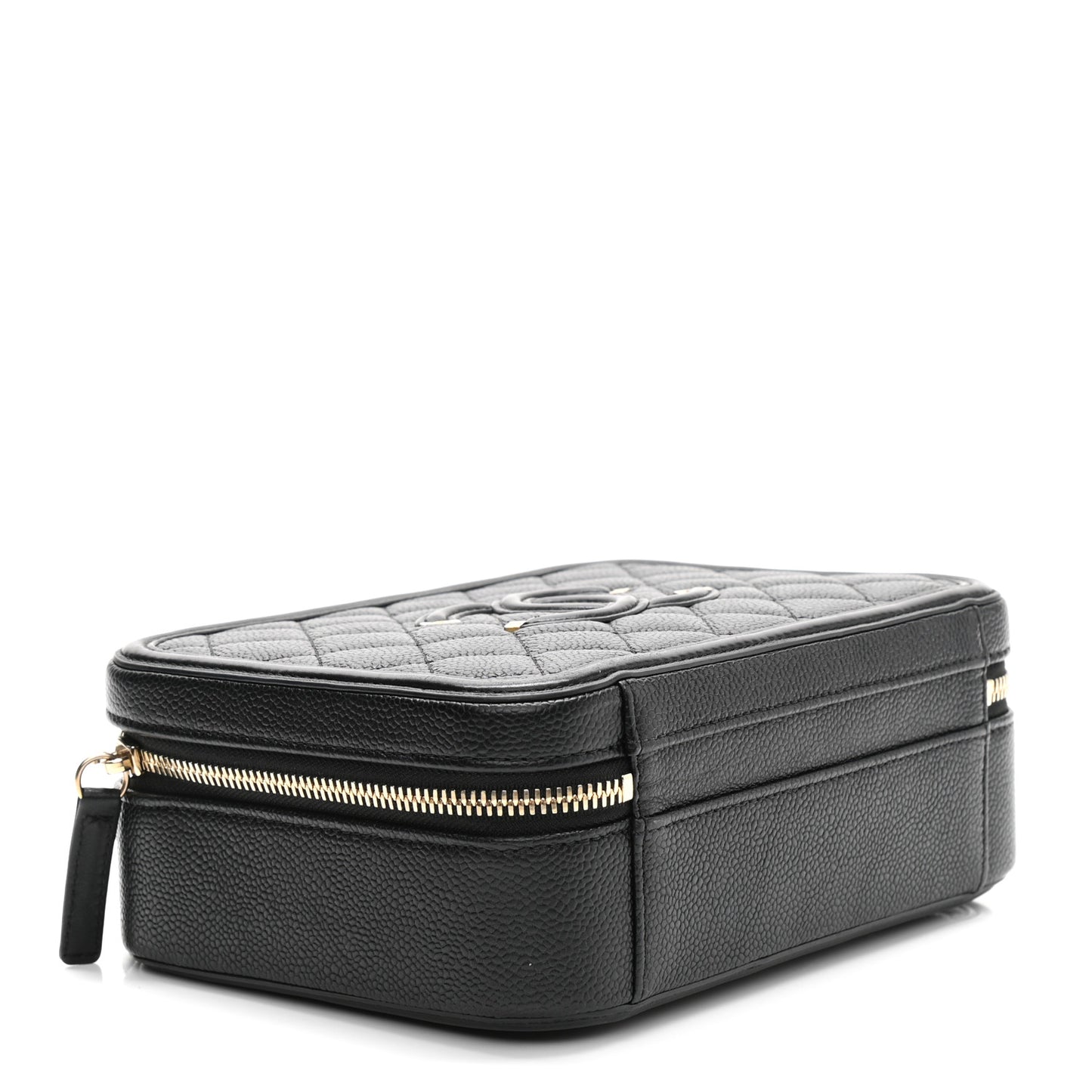 Caviar Quilted Medium CC Filigree Vanity Case Black
