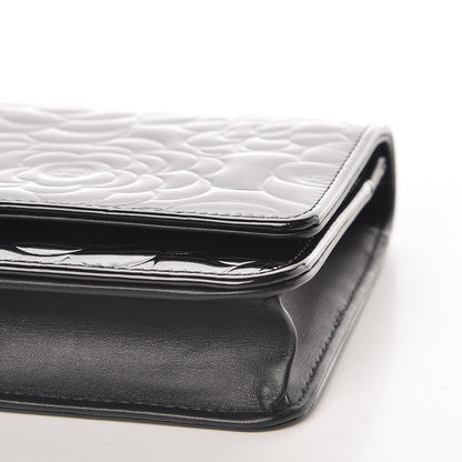 Chanel Patent Camellia Embossed Wallet On Chain WOC Black 11 of 11