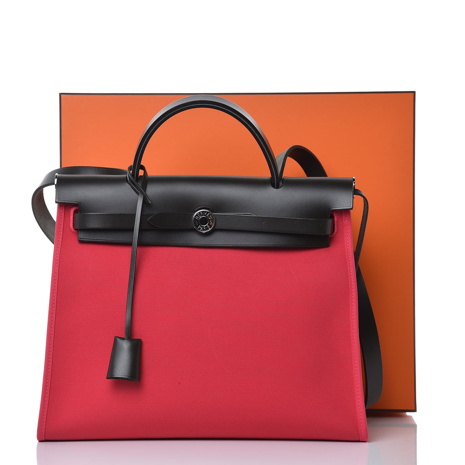 Hermes Vache Hunter Toile Herbag Zip 31 PM Rose Extreme Black 11 of 11