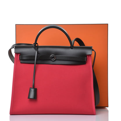 Hermes Vache Hunter Toile Herbag Zip 31 PM Rose Extreme Black 11 of 11
