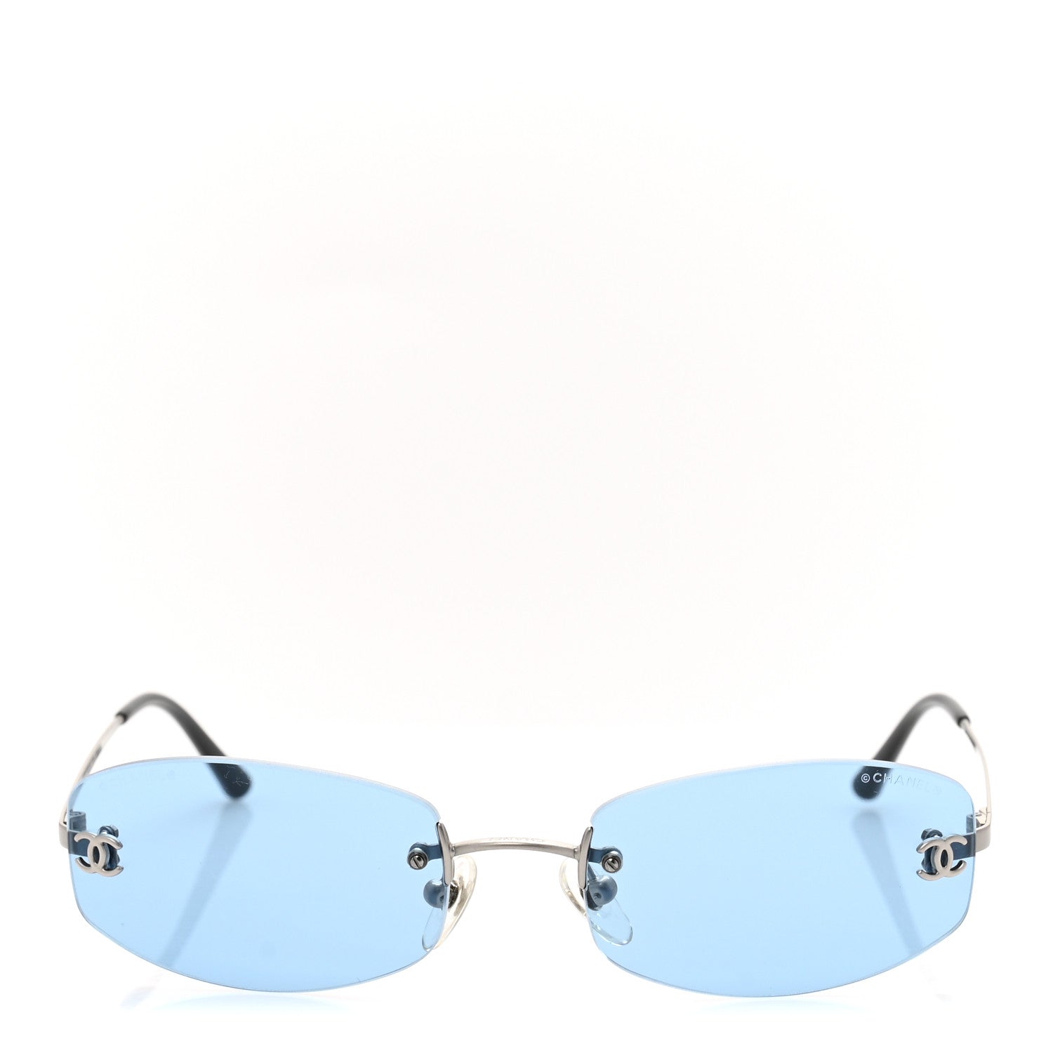 Chanel Metal Frameless Sunglasses 4002 Blue 2 of 8