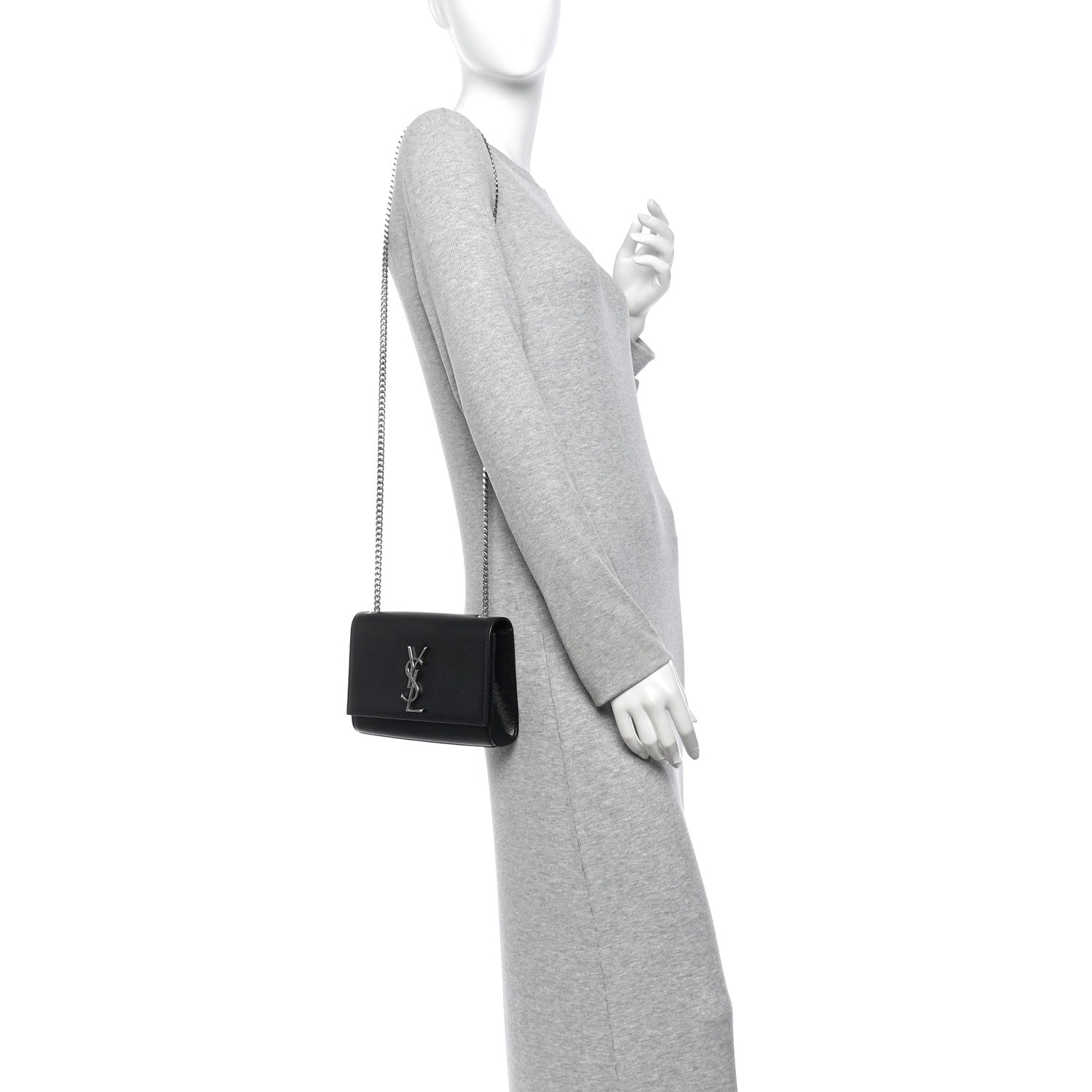Saint Laurent Grain De Poudre Small Monogram Kate Satchel Black 2 of 9