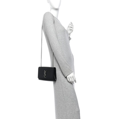 Saint Laurent Grain De Poudre Small Monogram Kate Satchel Black 2 of 9