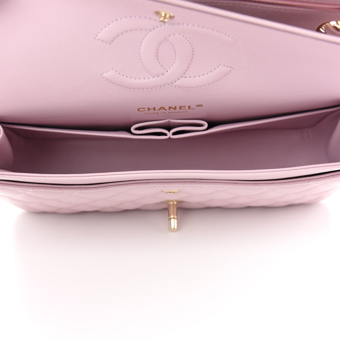 Caviar Quilted Medium Double Flap Light Pink