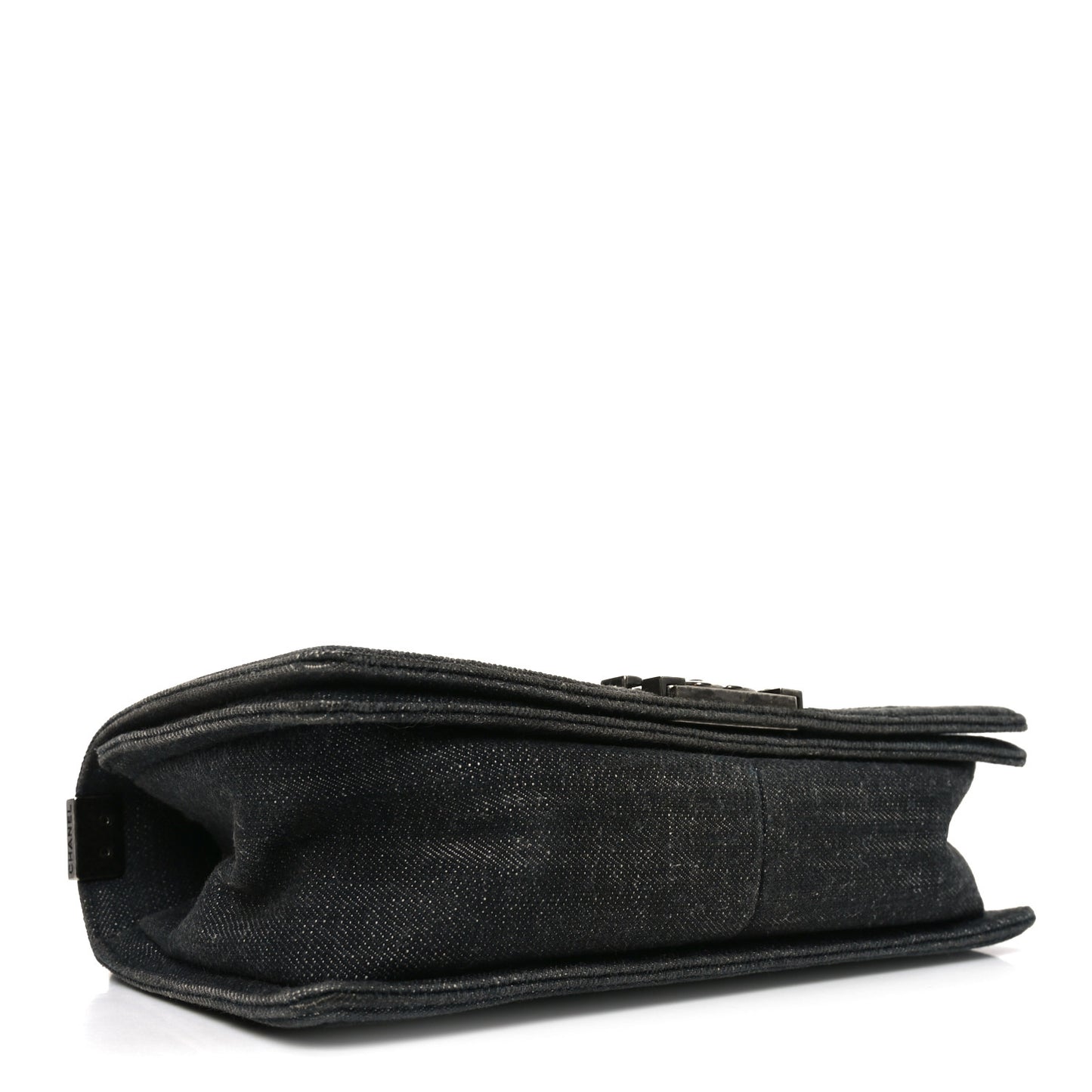 Denim Quilted Medium Boy Flap Black